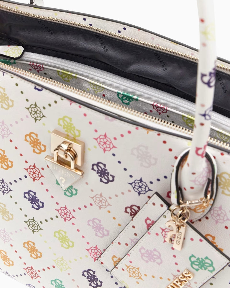 Guess Patsie Shopper in multi top view with zip fastening 1