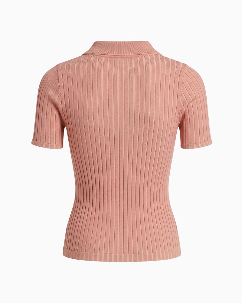 Guess Polo Lace-Up Regina Sweater in peach back view