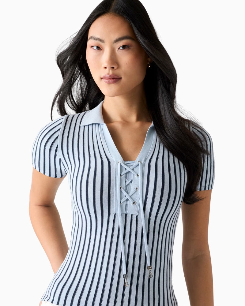 Guess - Polo Lace-Up Regina Sweater | Knit Top | Áines Boutique