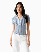 Guess Polo Lace-Up Regina sweater blue front view