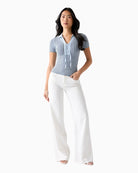 Guess Polo Lace-Up Regina sweater blue lace-up neckline detail