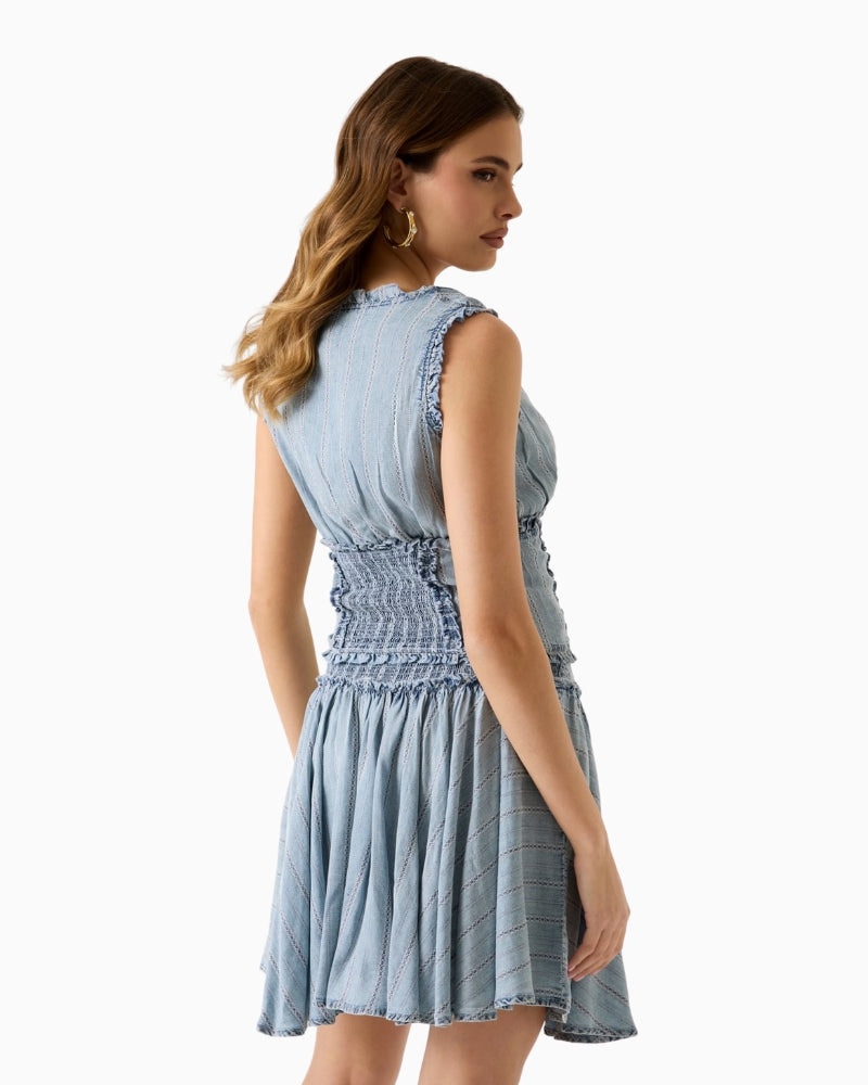 Guess Rebeca Lyocell Corset Top in denim blue back view