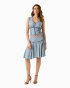 Guess Rebeca Lyocell Corset Top in denim blue front view