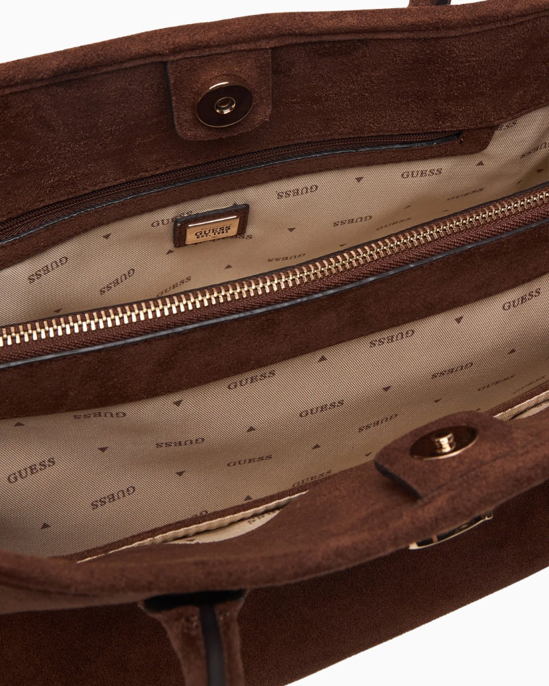 Guess Samantha GF Satchel in brown interior detail
