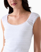 Guess Square Neck Smocked Top in White square neckline detail
