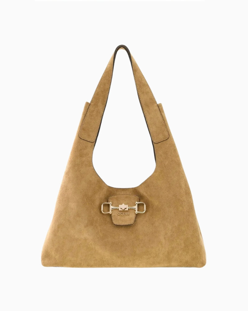 Guess Sunset Hobo Bag in Tan front view