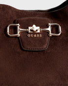 Guess Sunset Hobo Bag in dark brown hardware detail