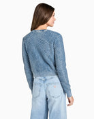 Guess textured embroidered cardigan blue back view – Áines Boutique