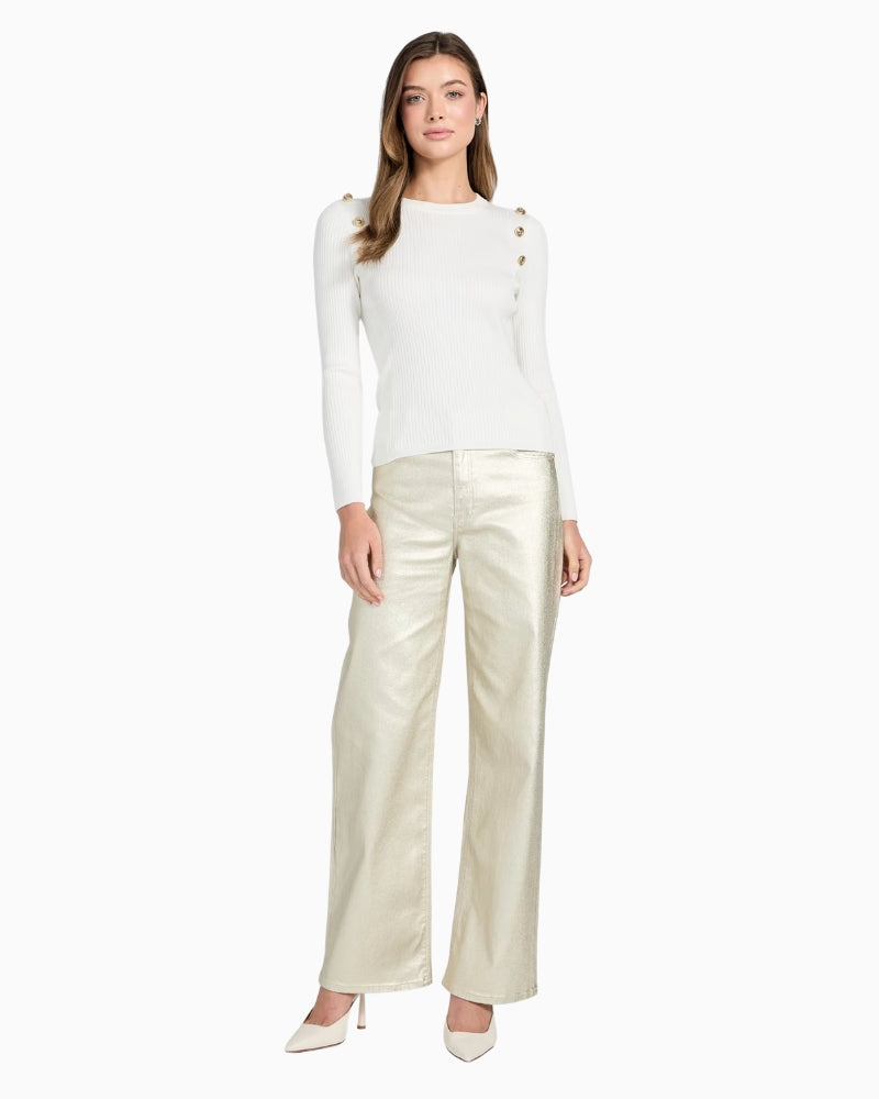 Guess Vonn Top in cream full front view