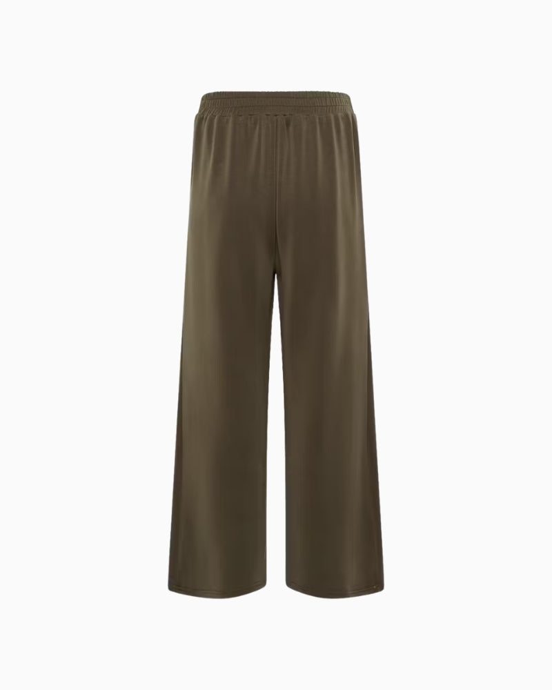 Helle wide trousers olive back view 