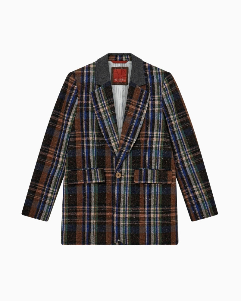 Oversized check blazer by Heyanno in wool blend Italian fabric