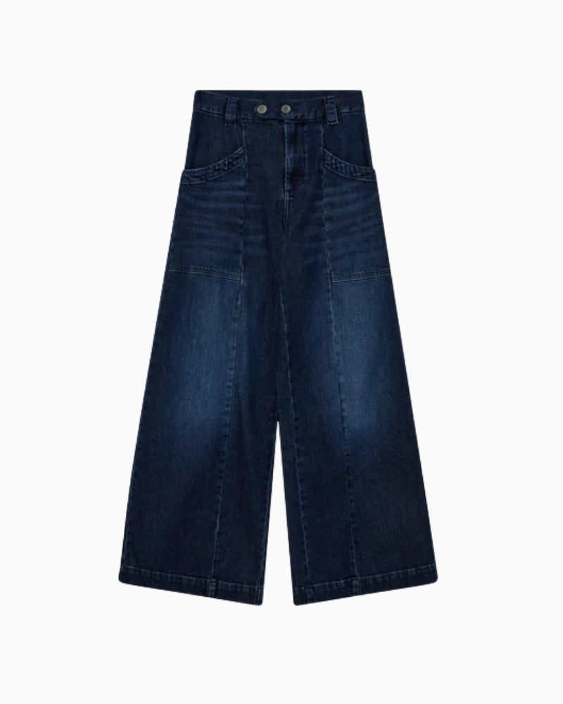 Heyanno Fair Scate wide-leg ankle jeans in blue cotton blend