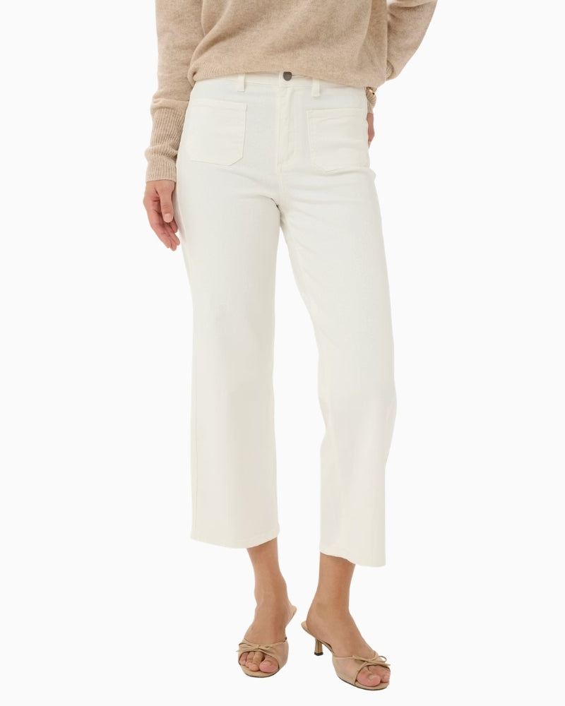 Kaffe Abrook cropped wide leg jeans front view – Áines Boutique