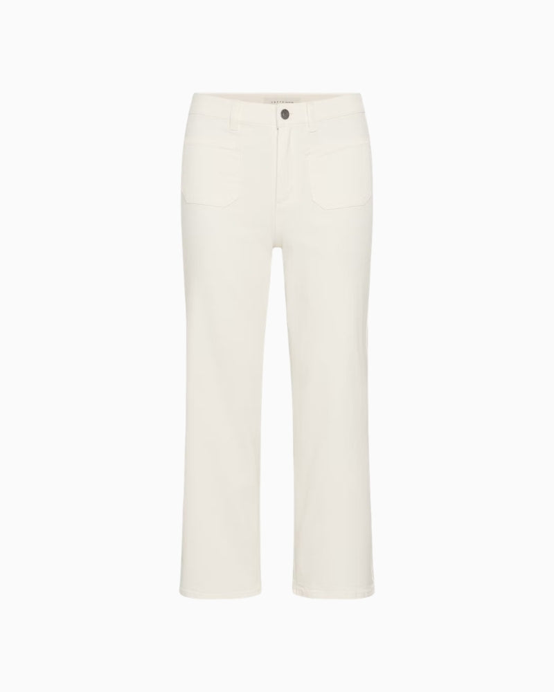 Kaffe Abrook cropped wide leg jeans front view white background – Áines Boutique