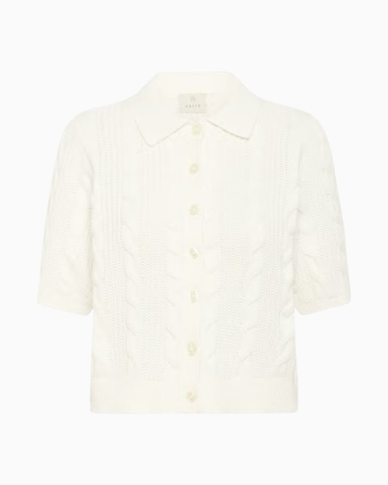 Kaffe Blair cable knit cardigan front view white background – Áines Boutique