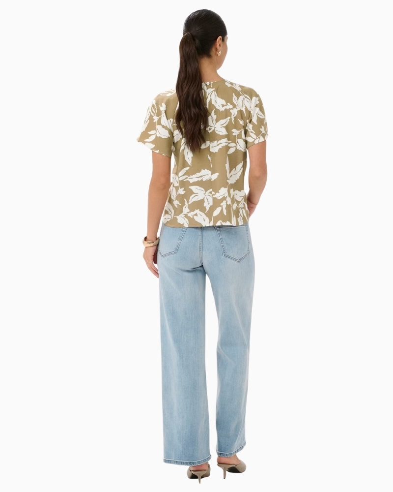 Kaffe Marlo leaf print blouse back view – Áines Boutique