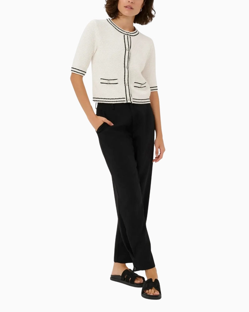 Kaffe Acoco Knit Cardigan chalk contrast trim detail