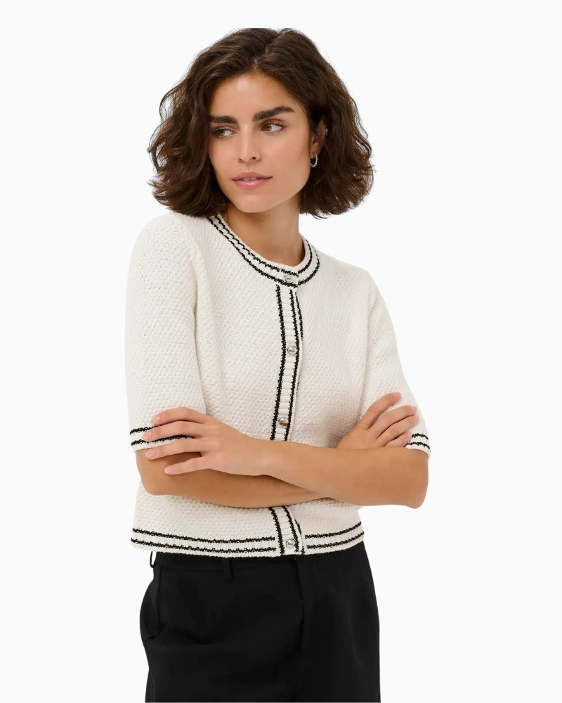 Kaffe Acoco Knit Cardigan chalk front view