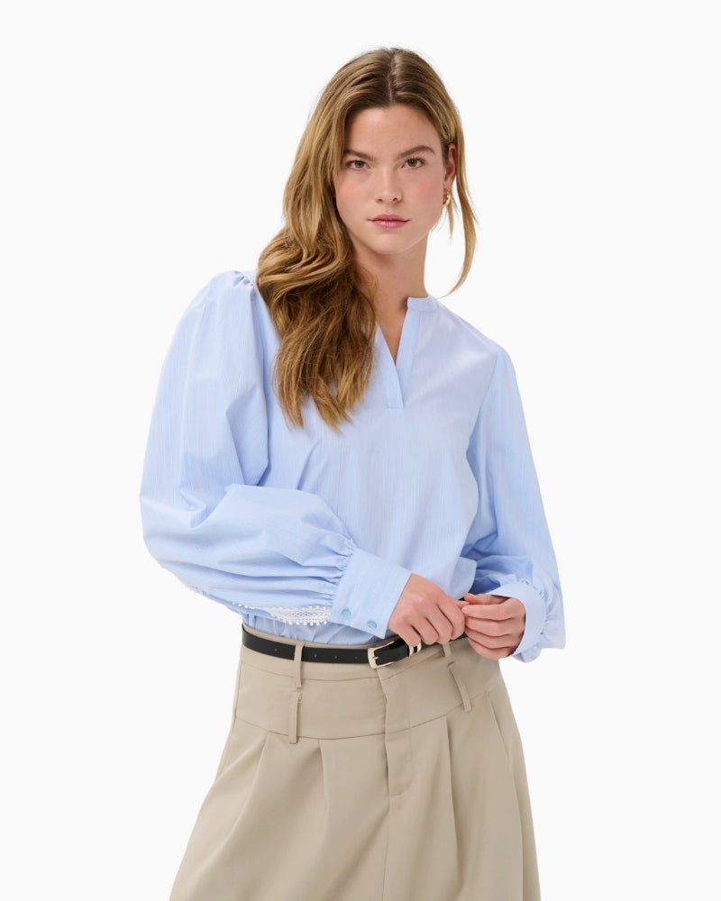 Kaffe Ajada Blouse blue stripe front view