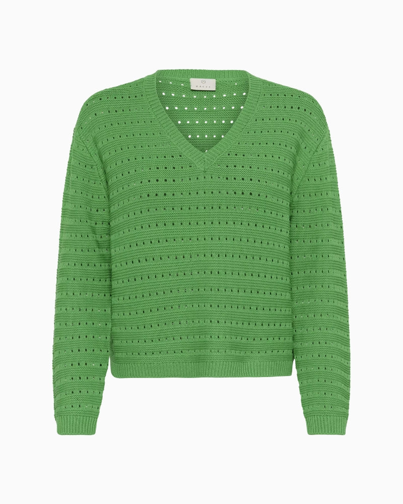 Kaffe Ametta Sweater green knit texture close-up