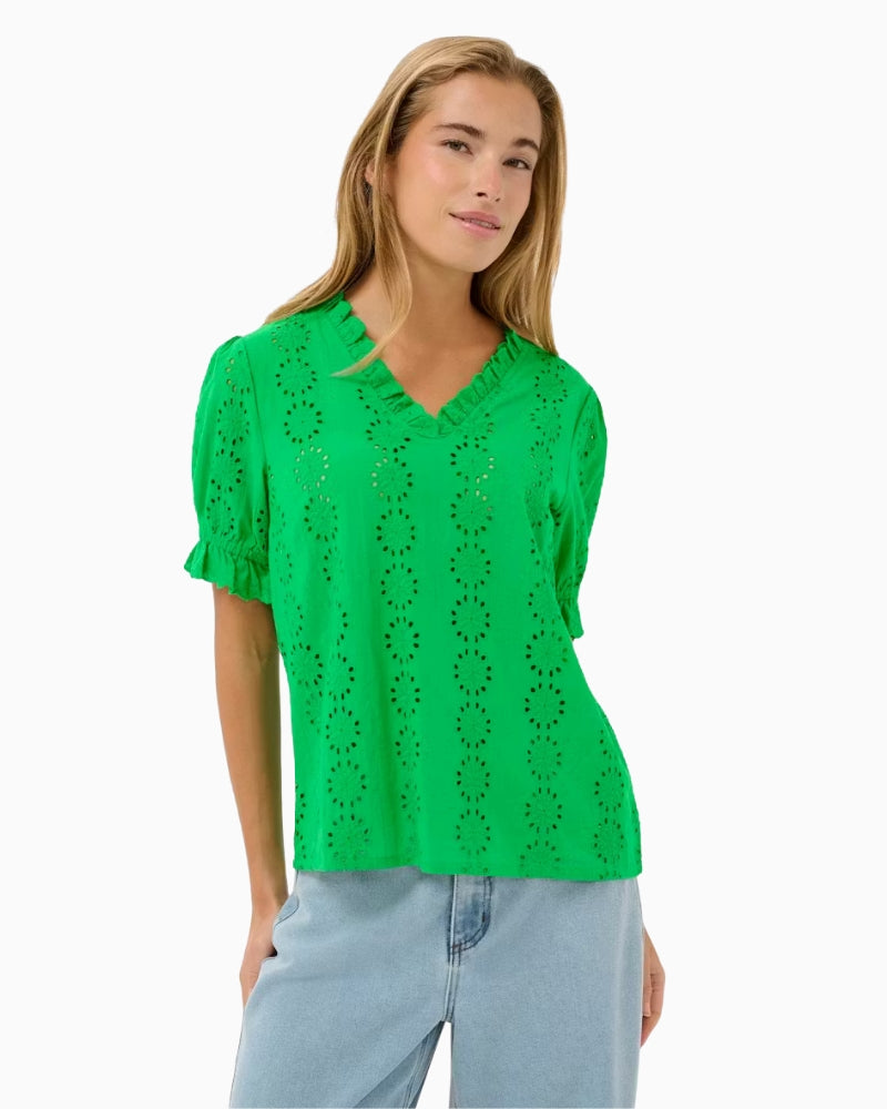 Kaffe KAdona Blouse in Green front view