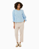 Kaffe KAmarlee Blouse in Pale Blue full outfit view