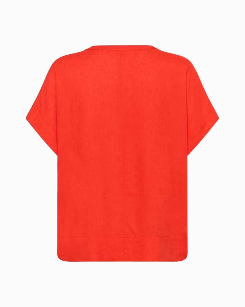 Kaffe KAmilia Linen Top in Poppy back view