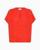 Kaffe KAmilia Linen Top in Poppy front view