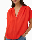 Kaffe KAmilia Linen Top in Poppy sleeve detail