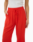 Kaffe KAmilia Linen Trousers in Poppy waistband detail