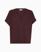 Kaffe Kamilia Linen Top Natural flat lay front view – Áines Boutique