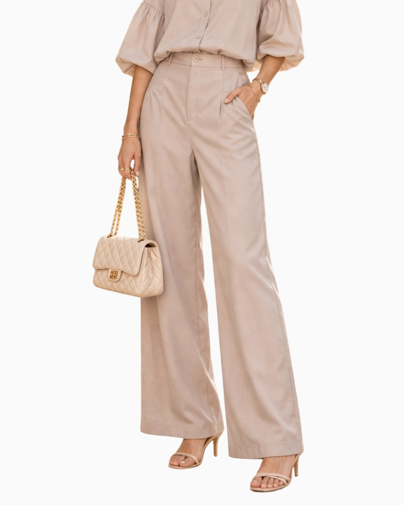 Kimara Ivy Lurex trouser champagne front
