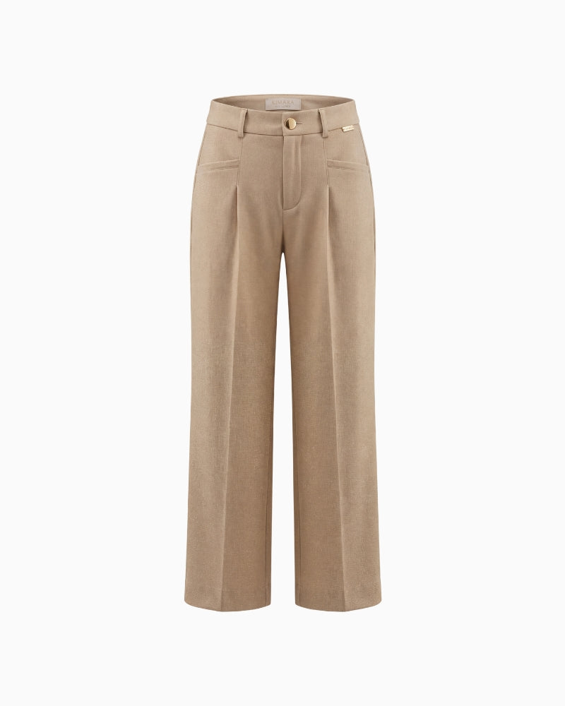 Kimara Ivy Lurex trouser champagne waistband detail