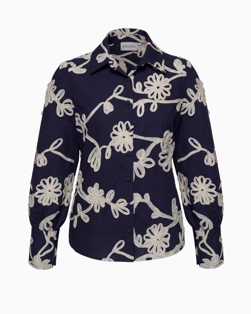 Kimara Jasmin blouse navy front view