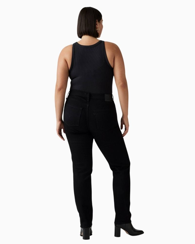 Back view of Levi’s 724 jeans showing slim fit through thigh and straight leg silhouette