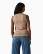 Back of Levi’s Clea sleeveless top with soft cowl neckline in stretch ECOVERO jersey