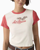 Close-up of Levi’s Graphic Essential Sporty Tee cotton fabric and neckline – Áines Boutique