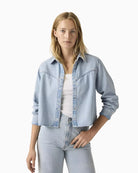 Levi’s Logan denim shacket, front view with point collar – Áines Boutique