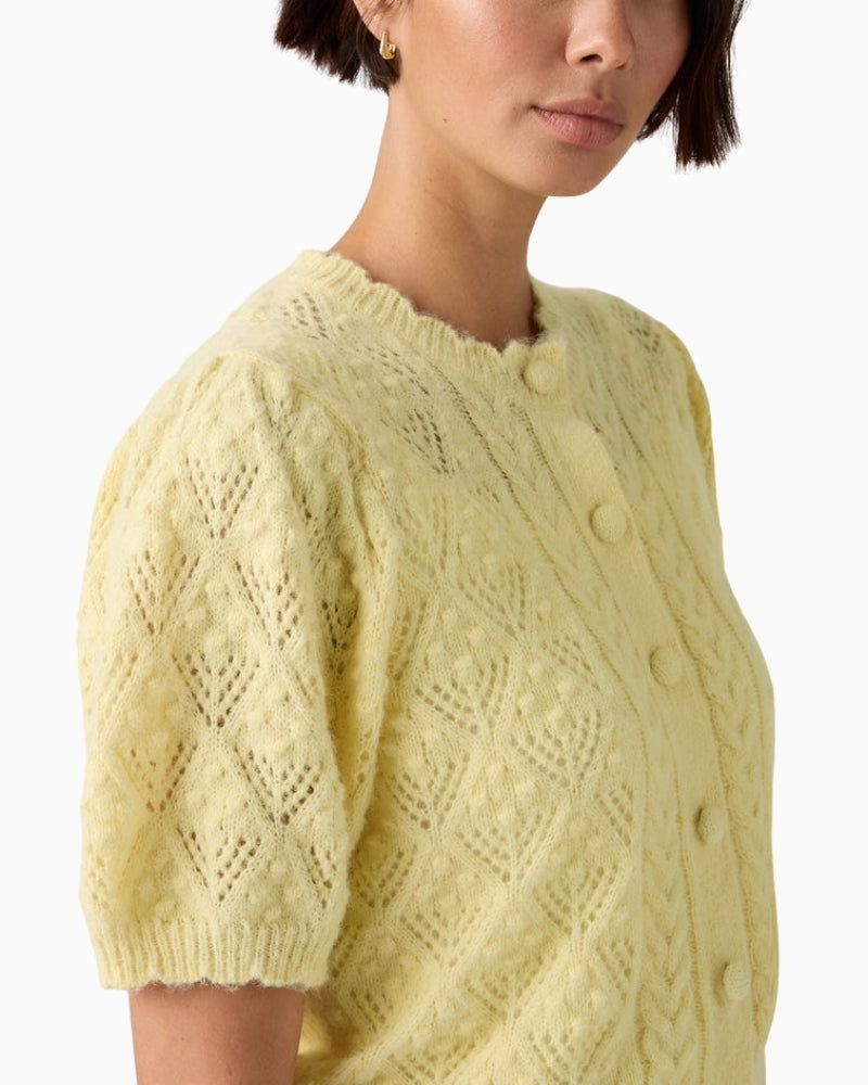 Close-up of Levi’s Pauline cardigan pointelle knit texture – Áines Boutique