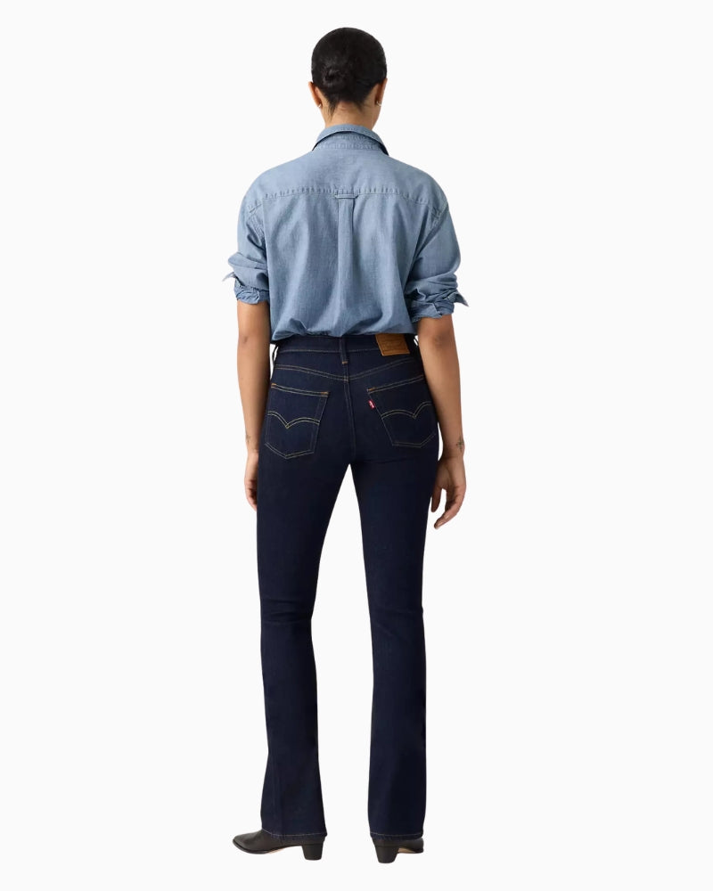 Levi's 725 High Rise Bootcut Jeans in Dark Denim back view