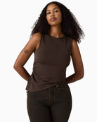 Levi's Alila Asymmetrical Sleeveless Top in Brown styled view