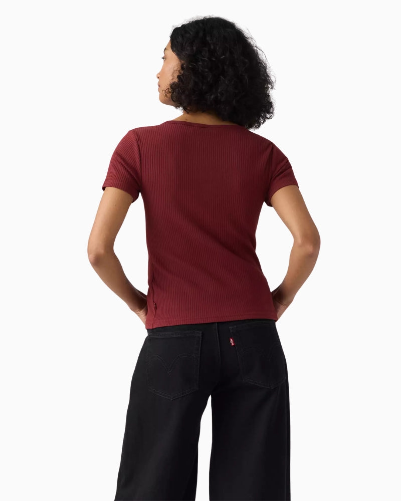 Levi's Austen Button-up Short-sleeve Top in Cabernet back view
