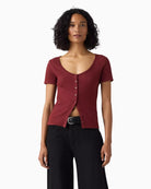 Levi's Austen Button-up Short-sleeve Top in Cabernet front view
