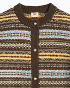 Levi's Charlotte Crewneck Cardigan in Brown Stripe neckline detail