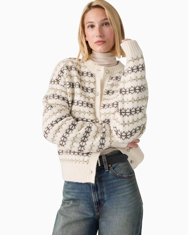 Levi's Charlotte Crewneck Cardigan in Off White styled view