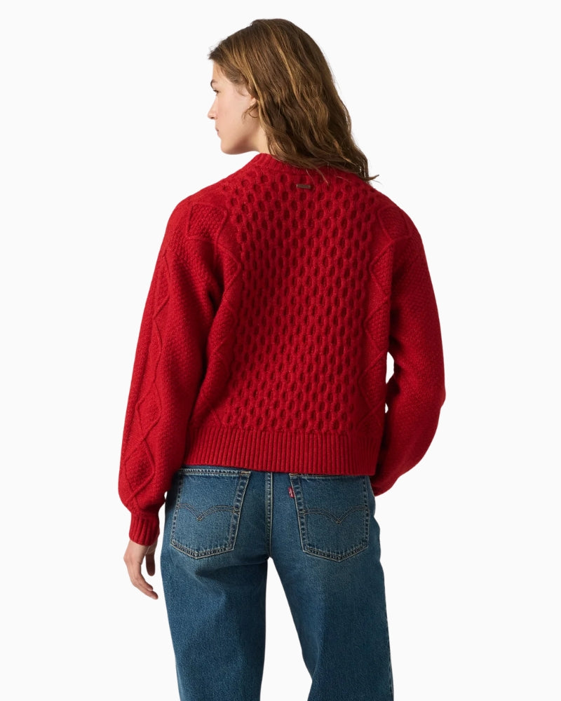 Levi's Charlotte Crewneck Cardigan in Red back view