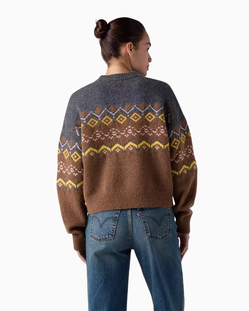 Levi's Charlotte Fairisle Crewneck Sweater in Camel back view