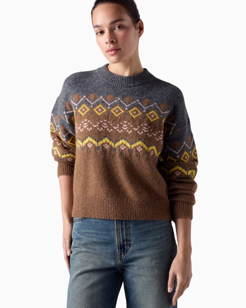 Levi's Charlotte Fairisle Crewneck Sweater in Camel styled view