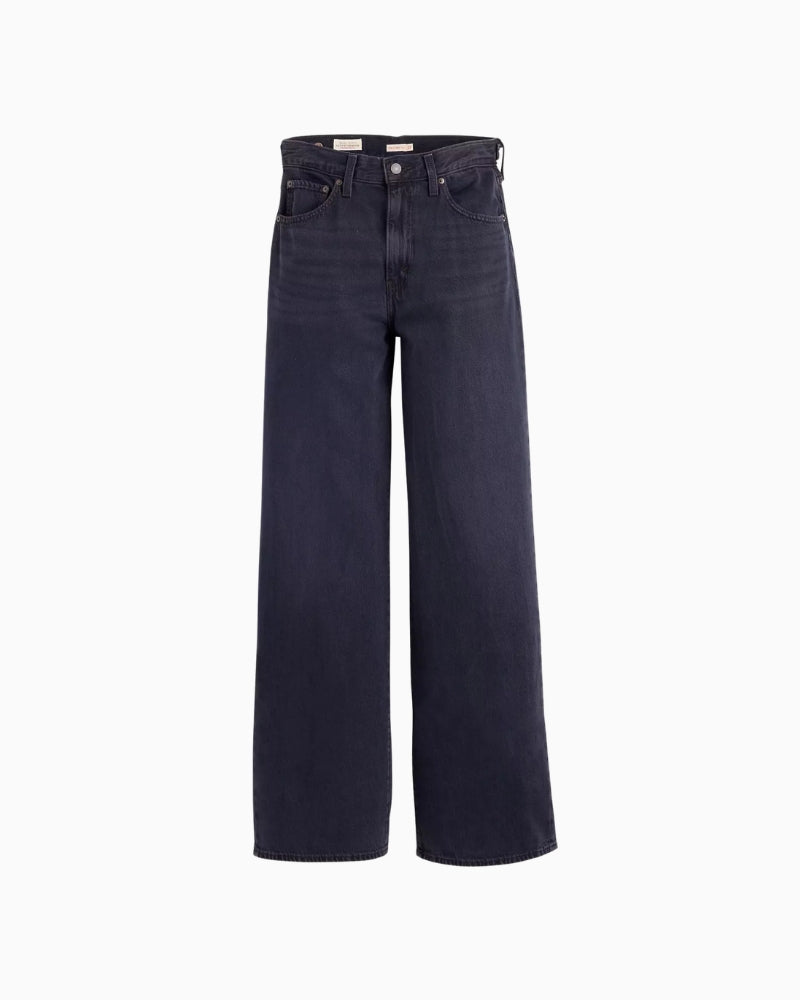 Levi's Cinch Wide-LLeg Lightweight Women's Jeans in Dark Denim back waist  detail