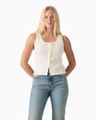 Levi's Dry Goods Pointelle Lace Tank in Off White front view